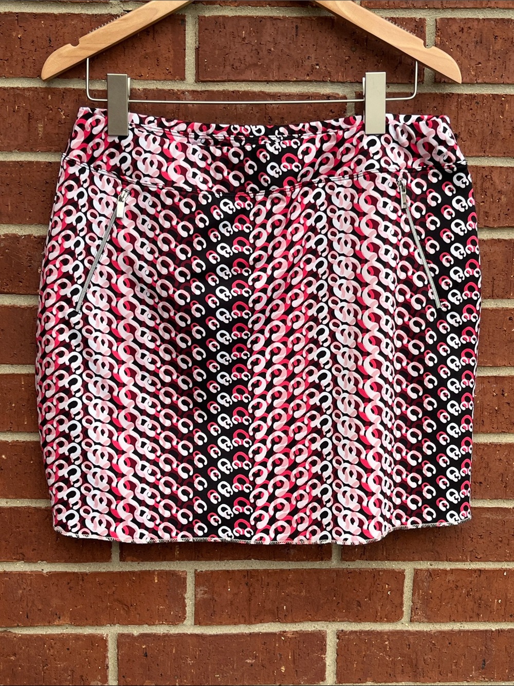 Tail Pink, Black & White Patterned Golf Skort with Zip Pockets